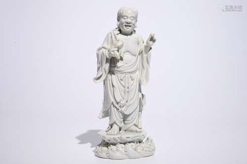 A Chinese Dehua blanc de Chine model of Liu Hai and the toad, mark of Xie Bamboo, early 19th C.