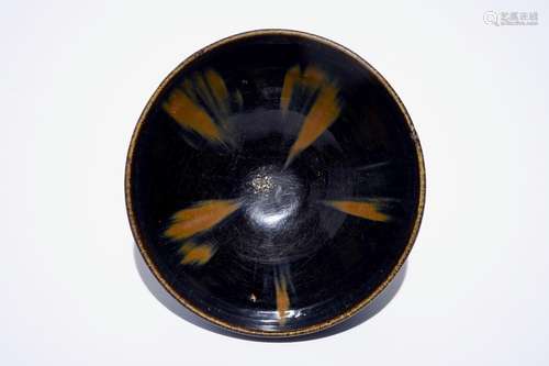 A Chinese Jian black and brown splashed bowl, Song