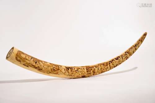 A large Chinese carved ivory tusk, early 20th C.