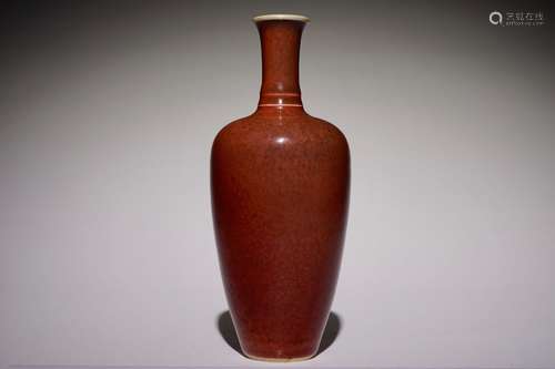 A Chinese monochrome copper-red vase, Kangxi mark, 19/20th C.