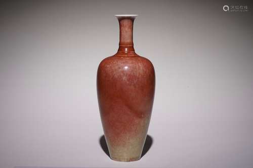 A Chinese monochrome copper-red vase, Kangxi mark, 19/20th C.