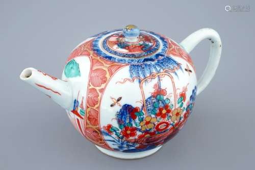 A Dutch-decorated Amsterdams bont teapot and cover, Qianlong