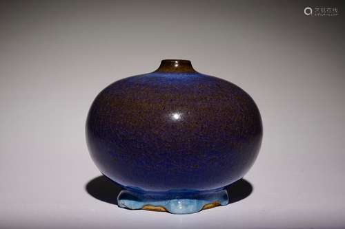 A small Chinese monochrome flambe-glazed vase, poss. Shiwan, 19th C.