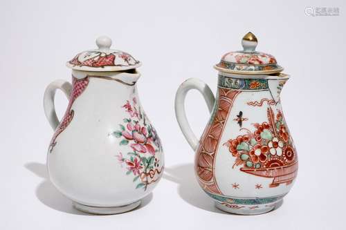 A Chinese Dutch-decorated Amsterdams bont and a famille rose milk jug and cover, Qianlong