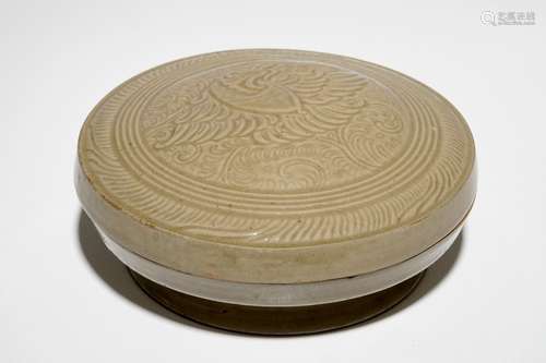 A Chinese grey-glazed round-shaped box, Northern Song