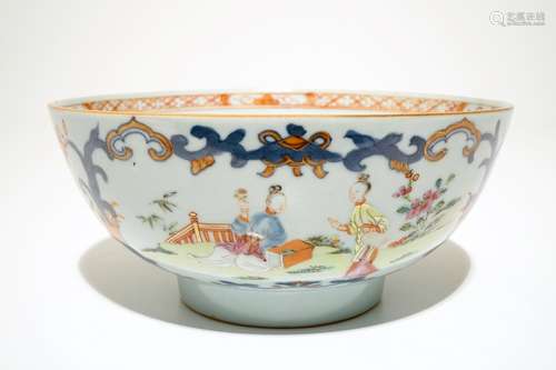 A Chinese rose-imari bowl with 