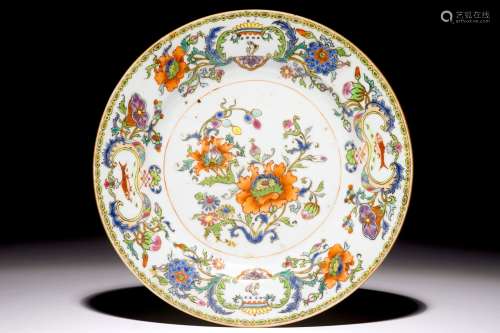 A Chinese export porcelain 'Pompadour' plate, ca. 1745