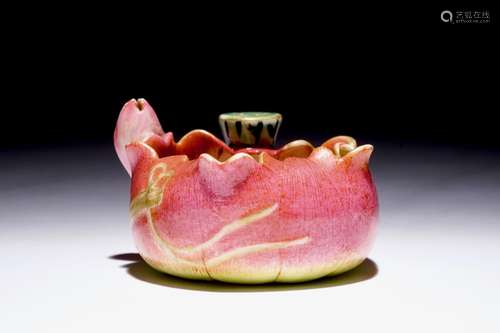 A Chinese famille rose lotus-shaped brushwasher, Yongzheng