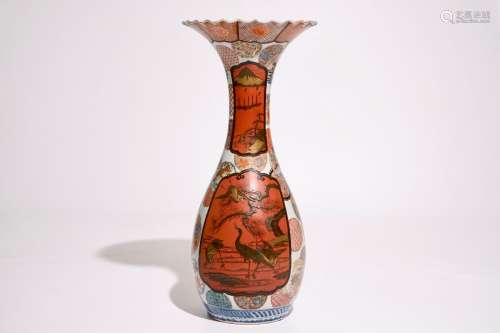 A Japanese Imari vase with lacquer reserves, Meiji, 19th C.