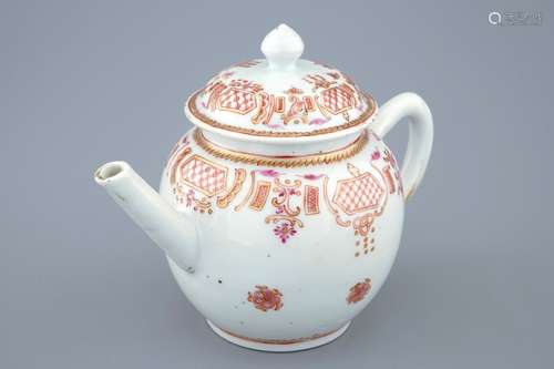 A Chinese famille rose teapot and cover, Qianlong