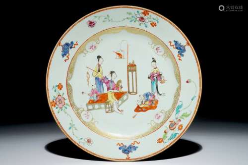 A Chinese famille rose charger with 