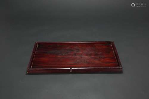 A Chinese Carved Rosewood Tray