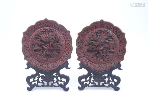 A Pair of Chinese Carved Liquor Plates