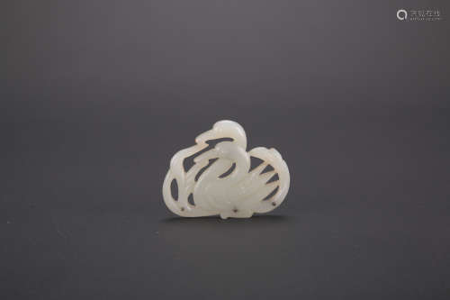 A Chinese Carved Jade Goose Pandent