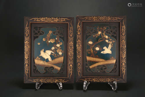 A Pair of Chinese Carved Wood Wall Plaques