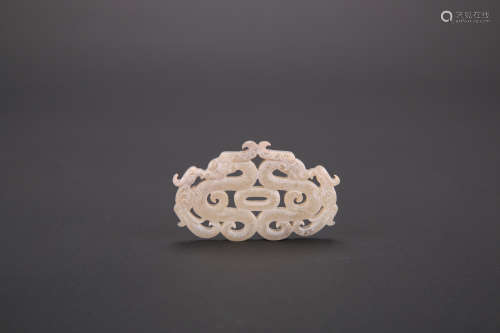 A Chinese Carved Jade Double-Dragon Pendant