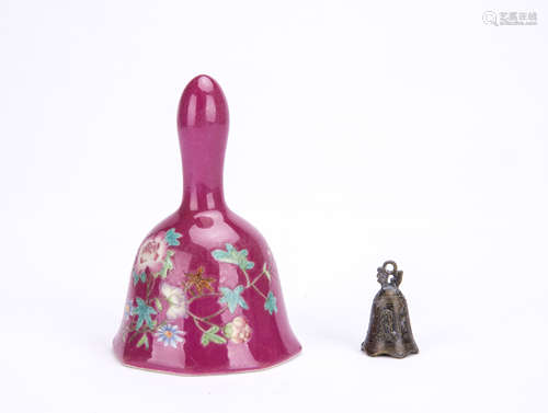 A Chinese Red Glazed Porcelain Bell