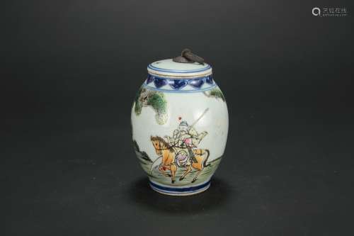 A Chinese Wu-Cai Porcelain Jar with Cover