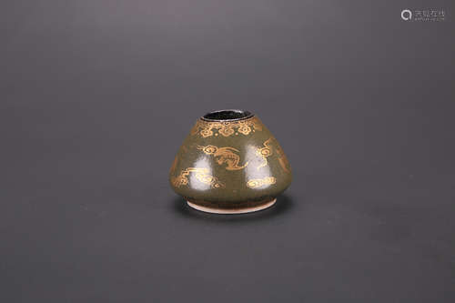 A Chinese Tea-Green Glazed Porcelain Water Pot with Bat Pattern