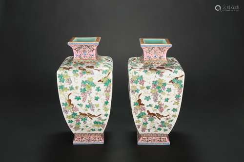 A Pair of Chinese Square Vases