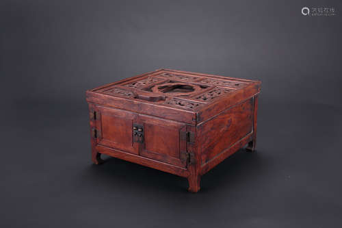 A Chinese Huanghuali Mirro Stand with Carved Dragon Pattern