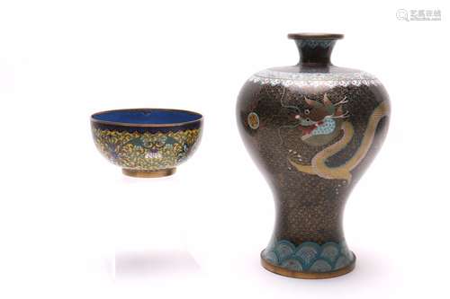 Chinese Cloisonne Vase and Bowl