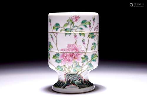 A Chinese famille rose three-tier box and cover, Guangxu mark and of the period