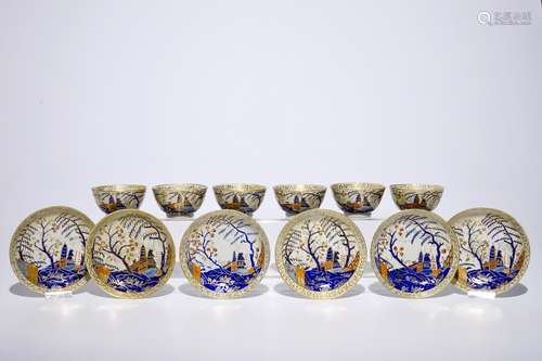 A set of six Chinese Portuguese market cups and saucers from the 