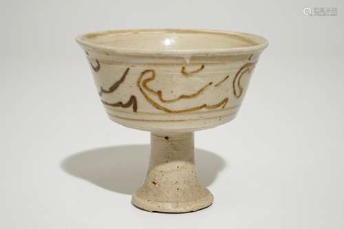 A Chinese Cizhou stem cup, Yuan