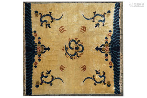 A Chinese Ningxia dragon carpet, ca. 1900