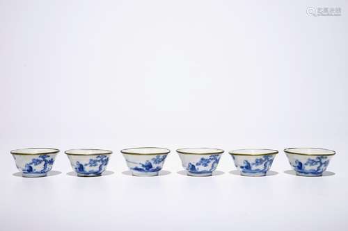 Six Chinese blue and white 