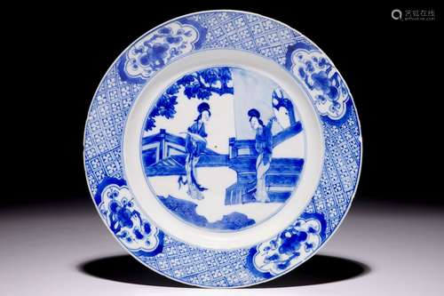 A Chinese blue and white plate with 