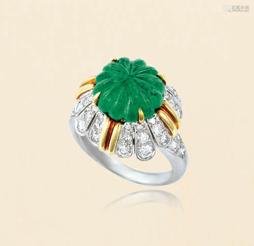 约1965年 梵克雅宝 Van Cleef & Arpels 祖母绿配钻石古董戒指