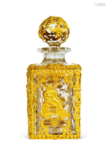 约1880年 19世纪法国 铜鎏金酒瓶