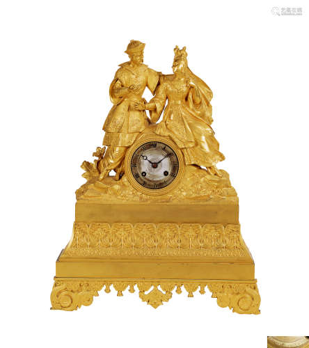法国  铜鎏金人物座钟  浪漫主义时期