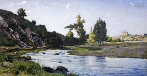 亨利·约瑟夫·哈比尼 欧芒边缘山地河岸景色—刺猬山谷 布面油画