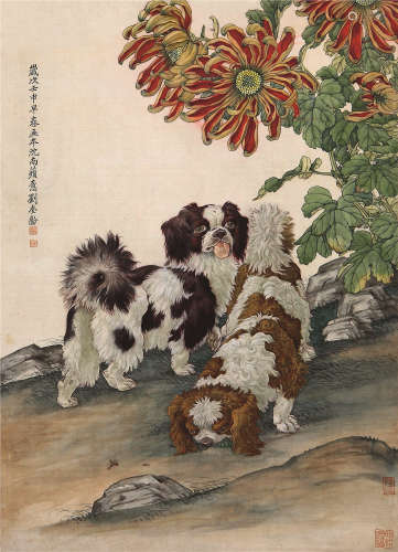 刘奎龄 1932年作 欢天喜地 镜心 设色绢本