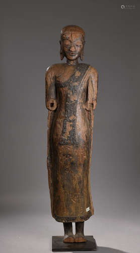 16至17世纪缅甸木漆铜像