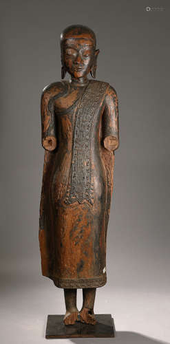 16至17世纪缅甸木漆铜像