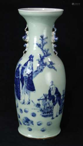 Chinese Underglaze Blue Celadon Vase