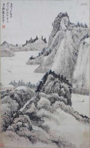 Chinese Framed Painting, Attributed to Zhang Dagian