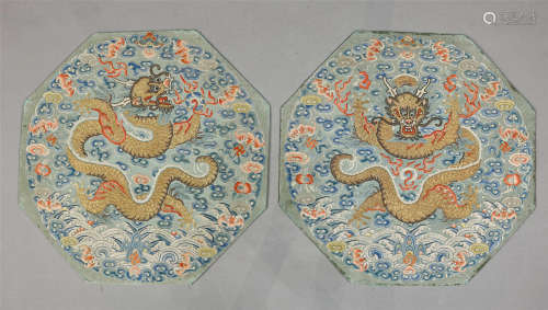 Chinese Textile Dragon Roundels,