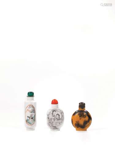 陶瓷鼻烟壶三件，中国，二十世纪早期