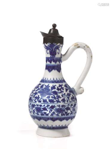 青花壶，中国，清代，十八世纪