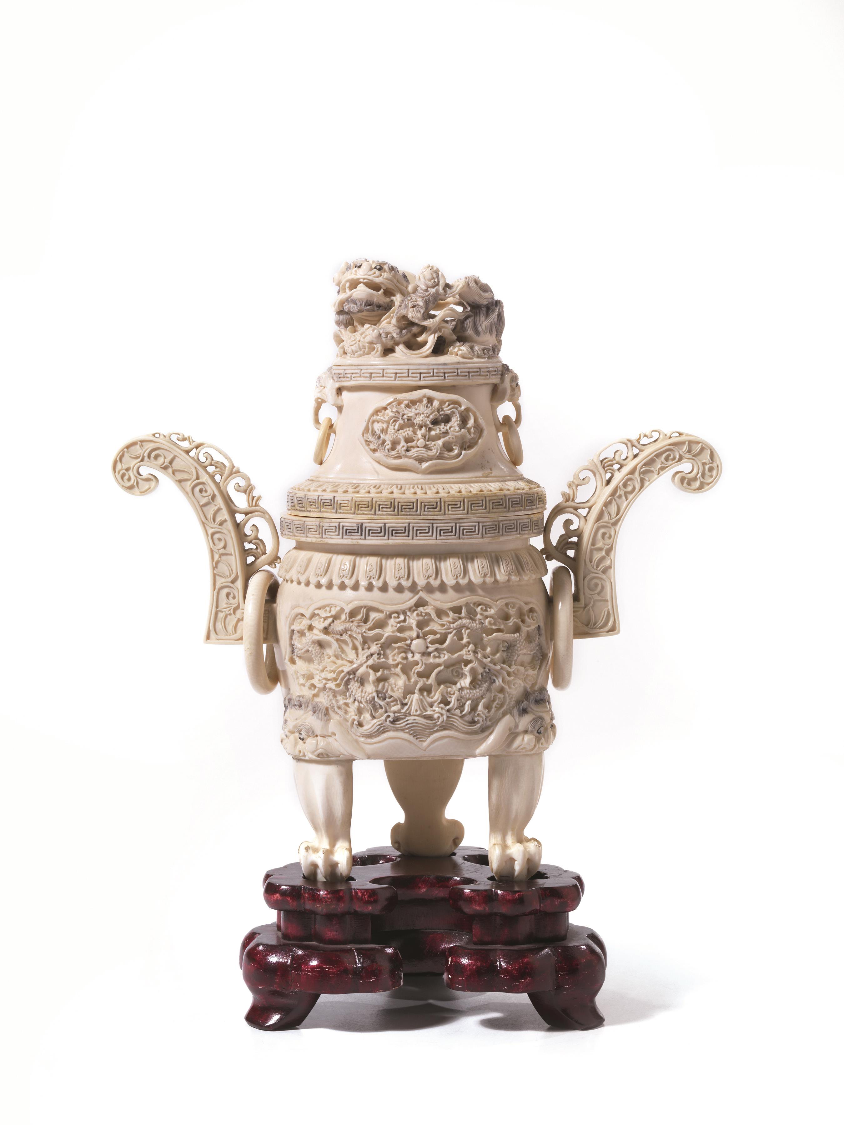 象牙双耳香炉，中国，清代，十九世纪－【Deal Price Picture】