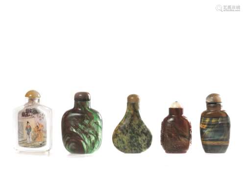 鼻烟壶五件，中国，清代，十九世纪 晚期