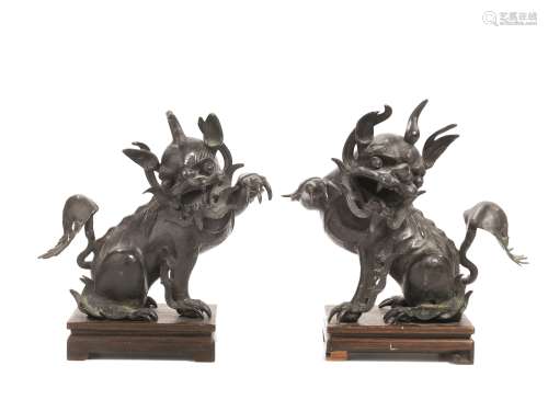 铜器雪狮一对，中国，明代，十七世纪
