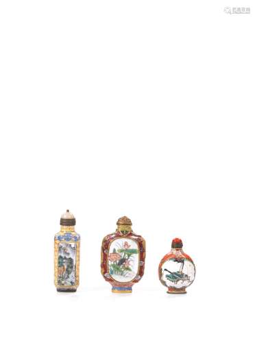 珐琅鼻烟壶三件，中国，二十世纪