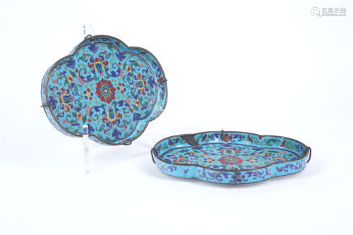 A Pair of Chinese Cloisonné Plates