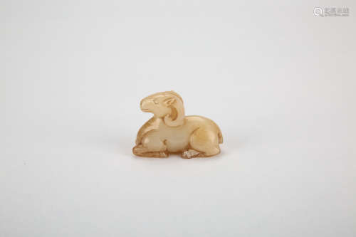 A Chinese Carved Jade Goat